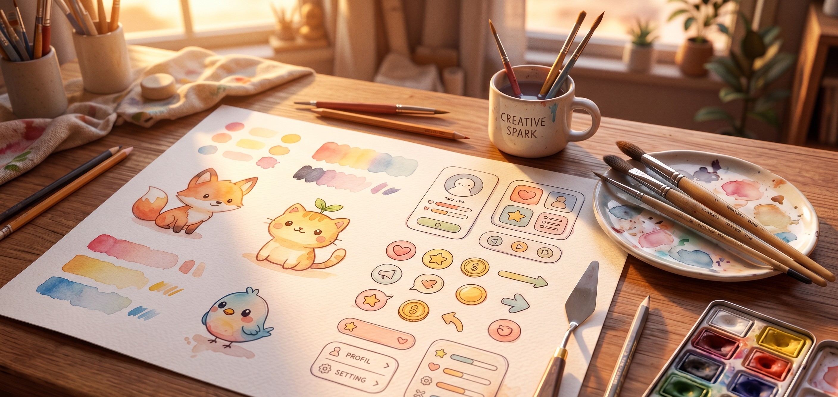 Handcrafted art board for a creative drawing game