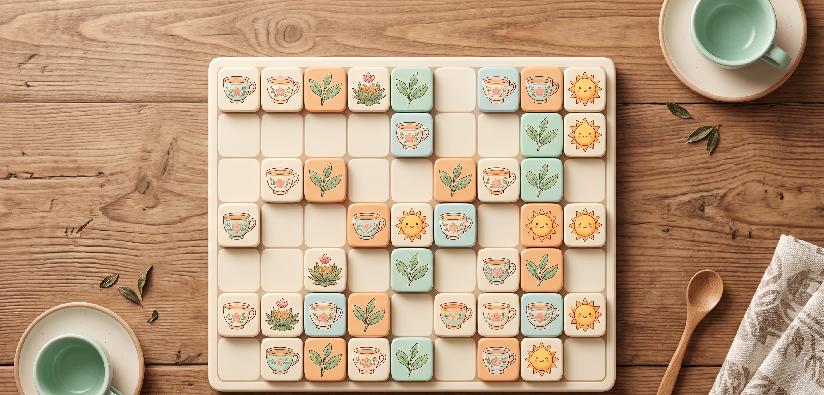 Cozy puzzle game concept with warm tiles