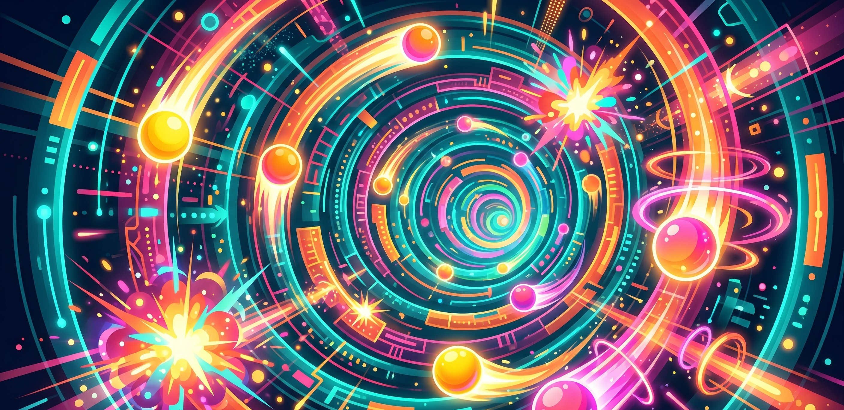 Color-matching arcade concept with bright circular motion